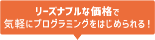 リーズナブルな価格で気軽にプログラミングをはじめられる！